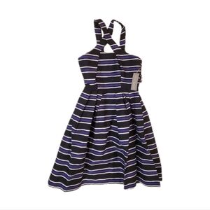 Eva Mendes NY & C‎ Black Purple Stripe Fit & Flare Sleeveless Dress Size 2